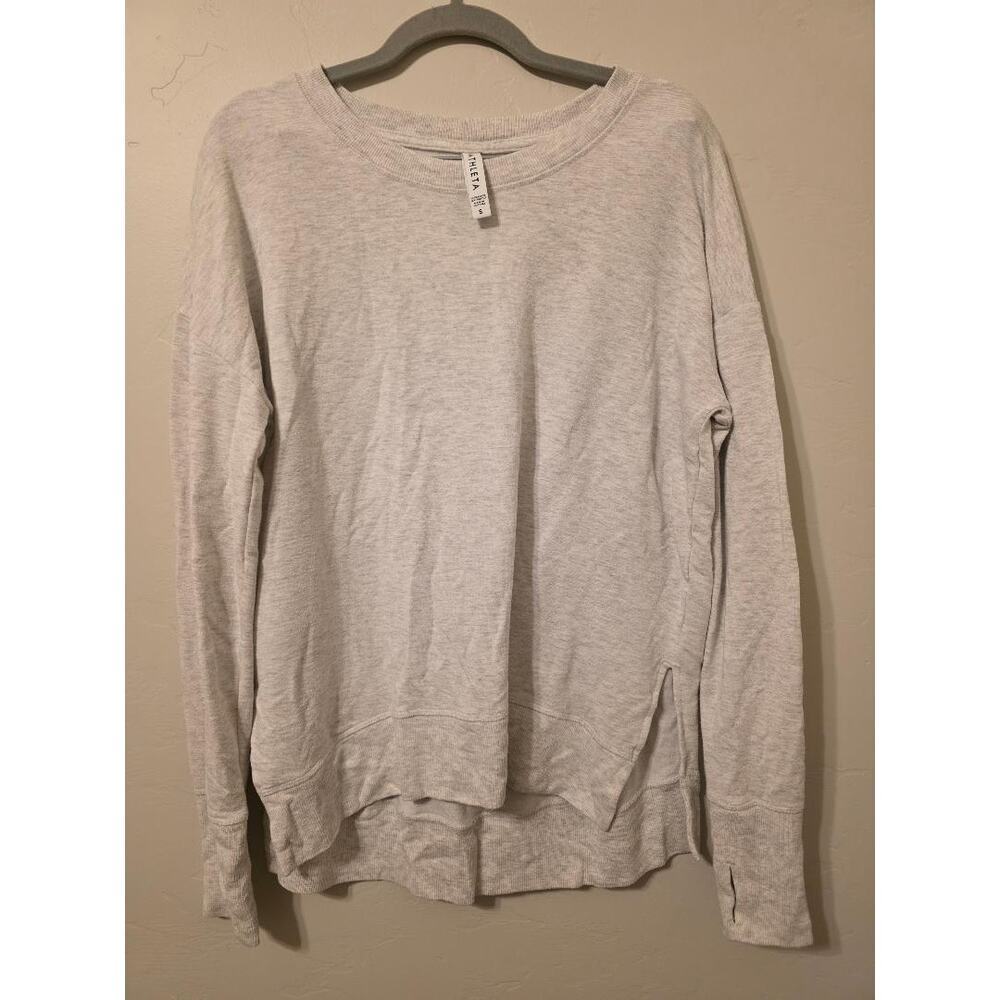 Athleta Heather Gray Split Hem Sweatshirt • Size S • Soft Modal Blend